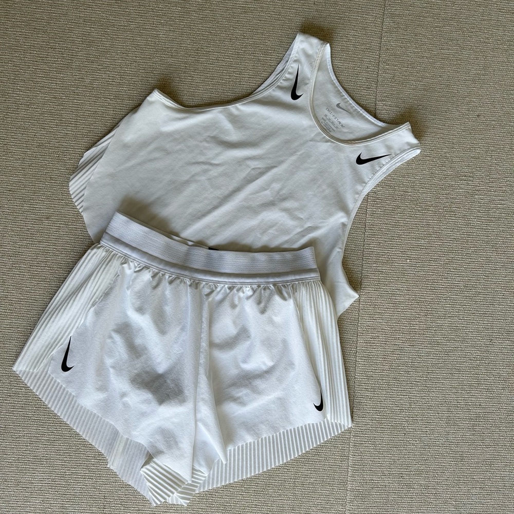 Nike White Athletic Tank and Shorts Set